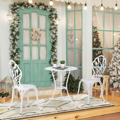 Vitano 3 Piece Aluminium Bistro Set With Balcony Table And Chairs In White