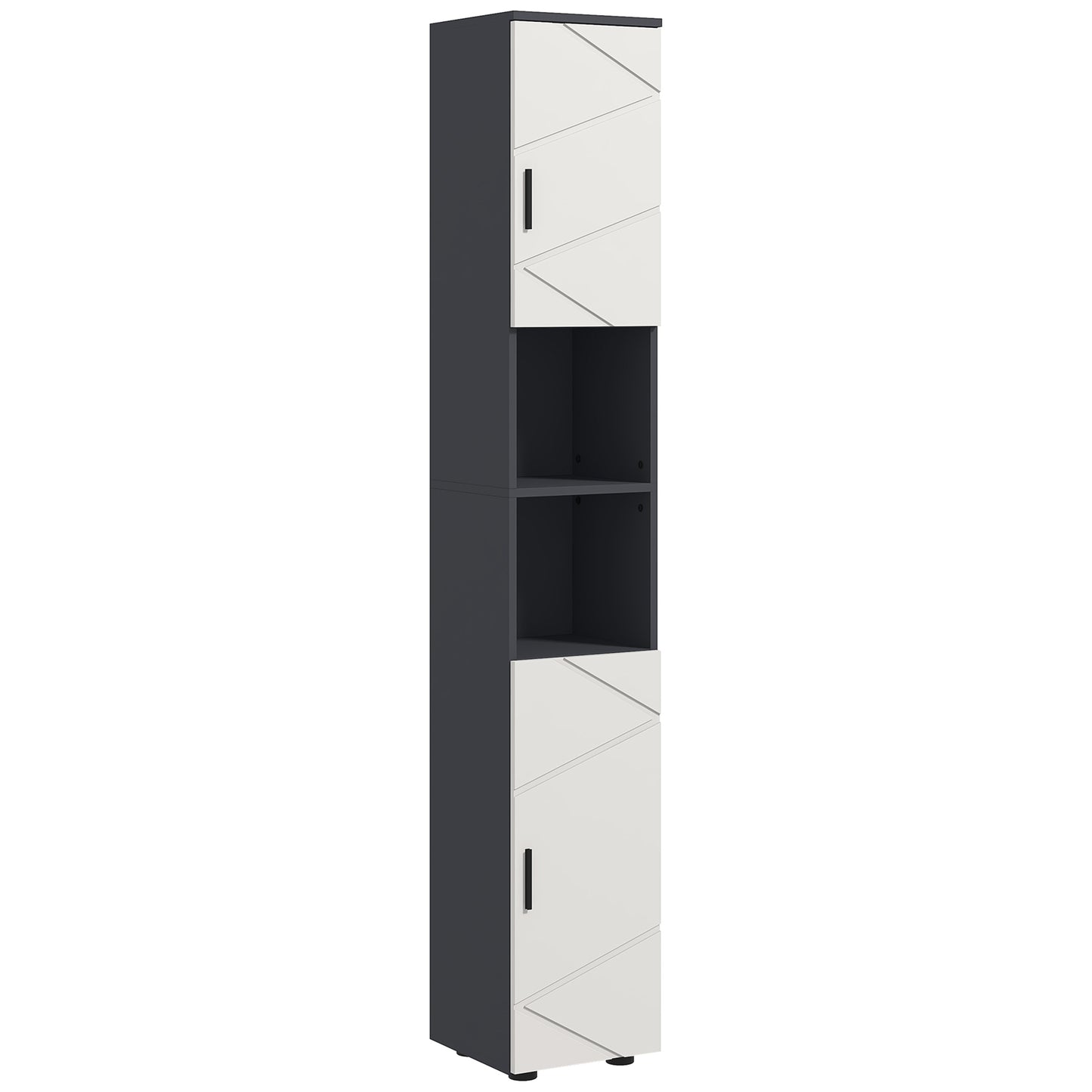 Nomalo Tall Minimalist Bathroom Storage Cabinet With Line Embossed Front And Adjustable Shelves Grey