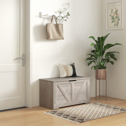 Kamari Grey Wood Farmhouse Storage Chest Safety Hinges 100 Litre