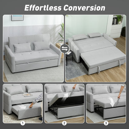 Fapa Light Grey Fabric Upholstered 3 Way Convertible 2 Seater Sofa Bed