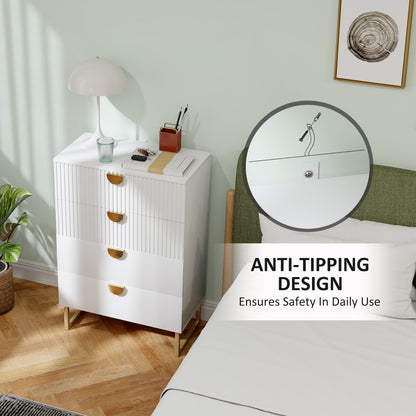 Nimise Wooden White Elegant 4 Drawer Chest Of Drawers