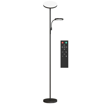 Madoli Lulo Metal Black LED Uplighter Floor Lamp With Reading Arm Scene Modes And Remote Control