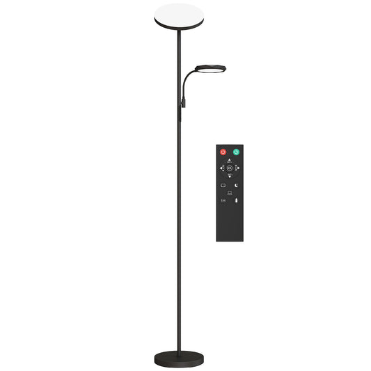 Madoli Lulo Metal Black LED Uplighter Floor Lamp With Reading Arm Scene Modes And Remote Control