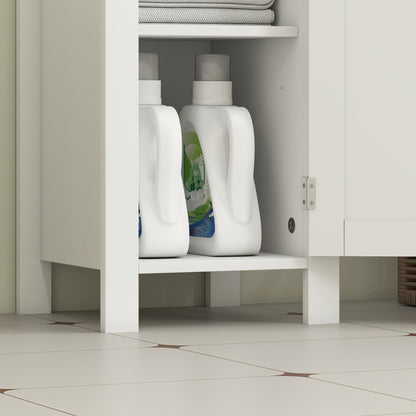 Redove Vama Compact Slim Bathroom Storage Unit With OFauxn Shelving And Adjustable Interior White 32 x 30 x 80 cm