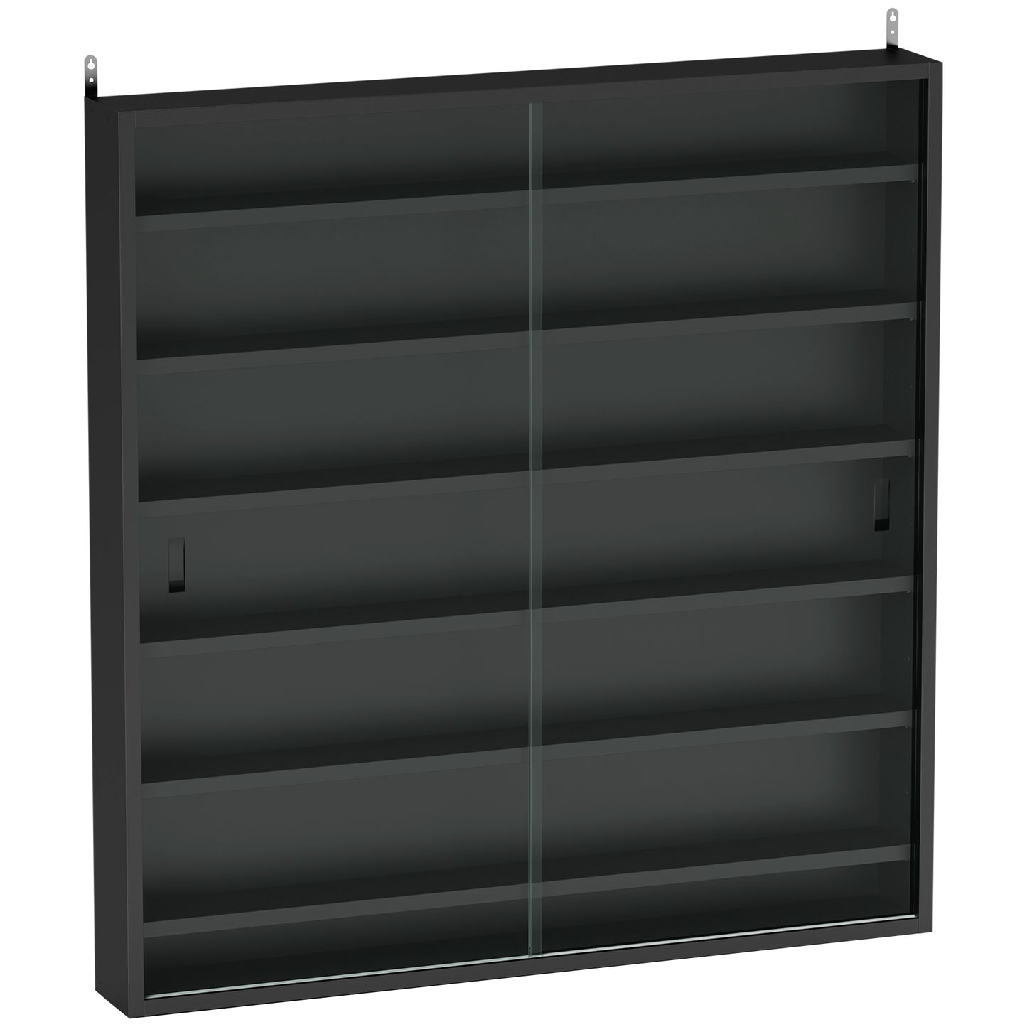 Kamafi Wood And Glass Black 6 Tier Display Cabinet With Glass Doors