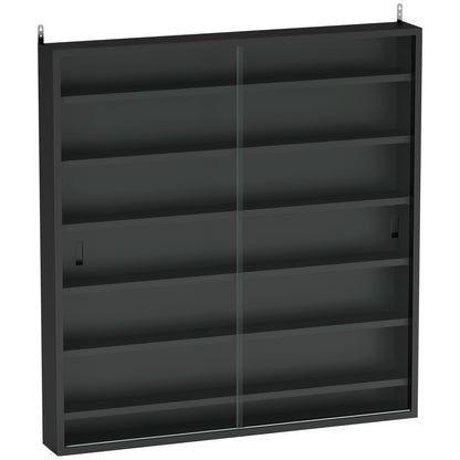 Kamafi Wood And Glass Black 6 Tier Display Cabinet With Glass Doors