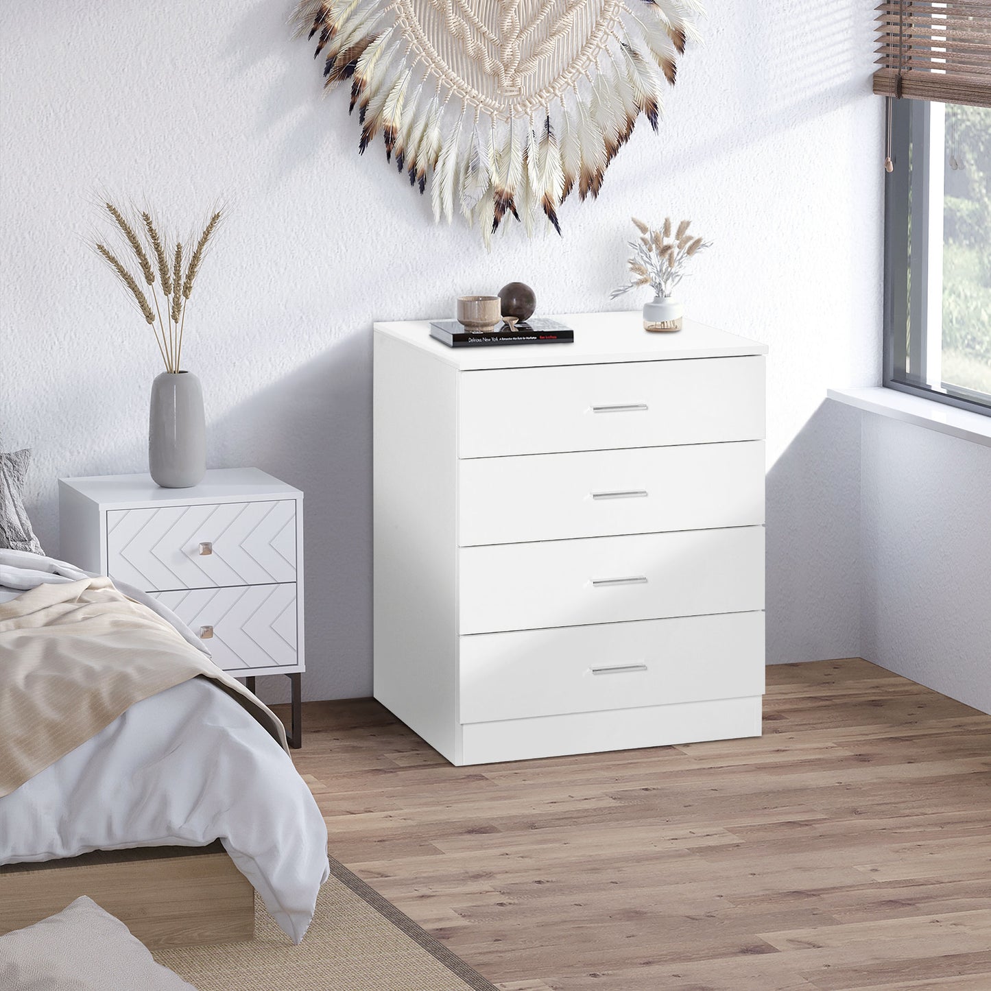 Ziroma Metal And Wood White 4 Drawer Storage Chest
