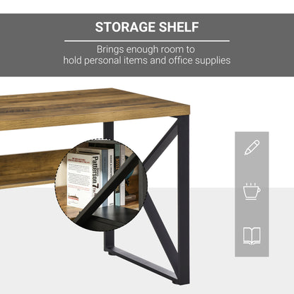Filudi 120cm Wooden Black Brown Wood Effect Desk With Storage Shelving