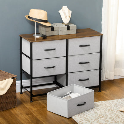 Hava Metal And Fabric Grey 6 Drawer Industrial Storage Chest With Steel Frame
