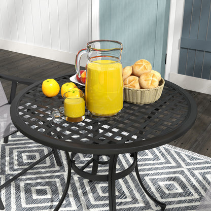 Tovedo Black Aluminium Round Outdoor Table with Central Parasol Hole