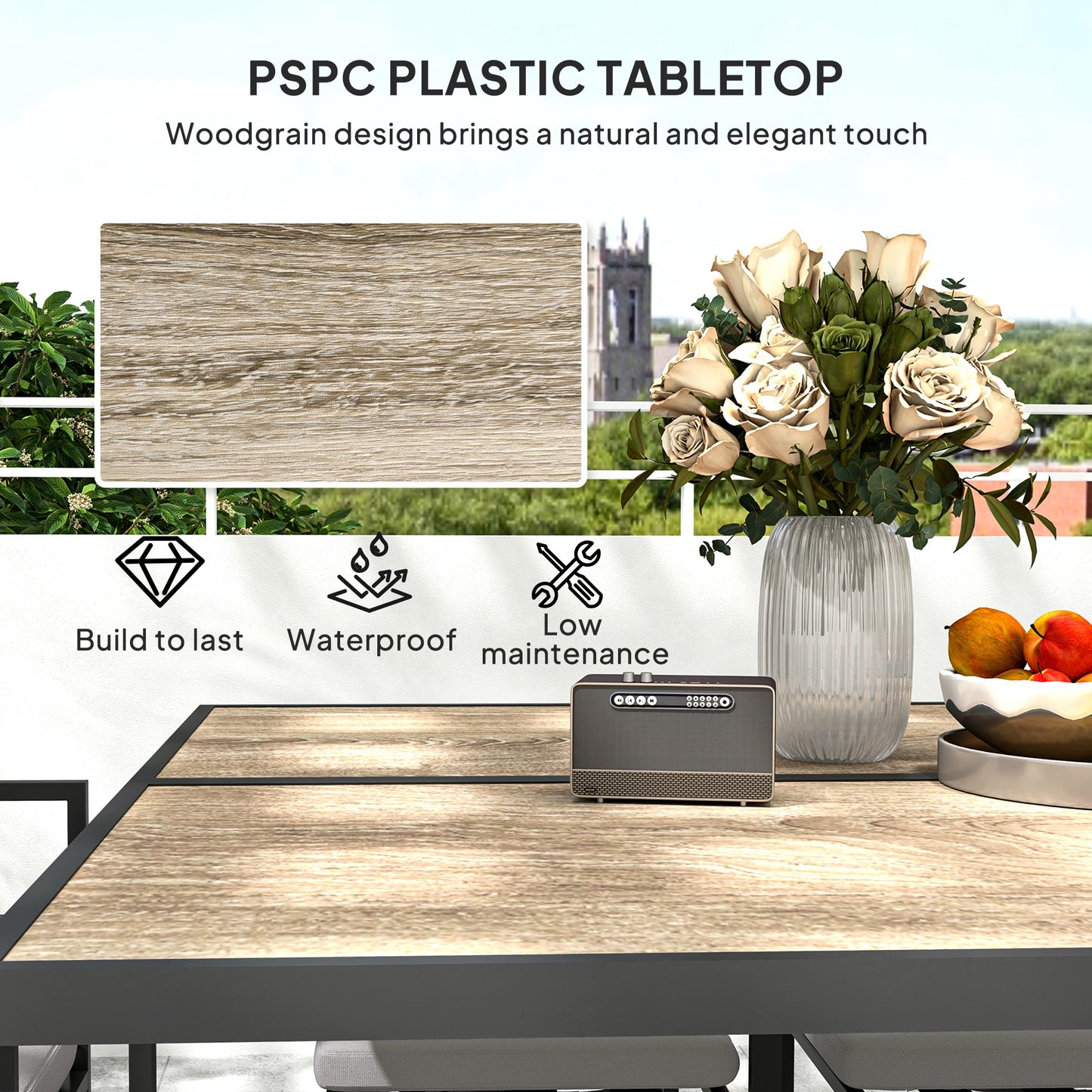 Layori 8 Seater Grey Steel Frame Garden Dining Set