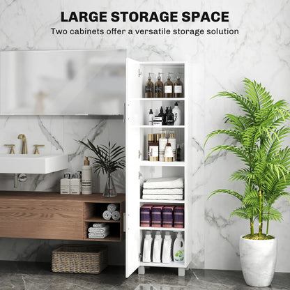 Valatti Freestanding Tall Bathroom Storage Cabinet With Adjustable Shelves And Double Doors