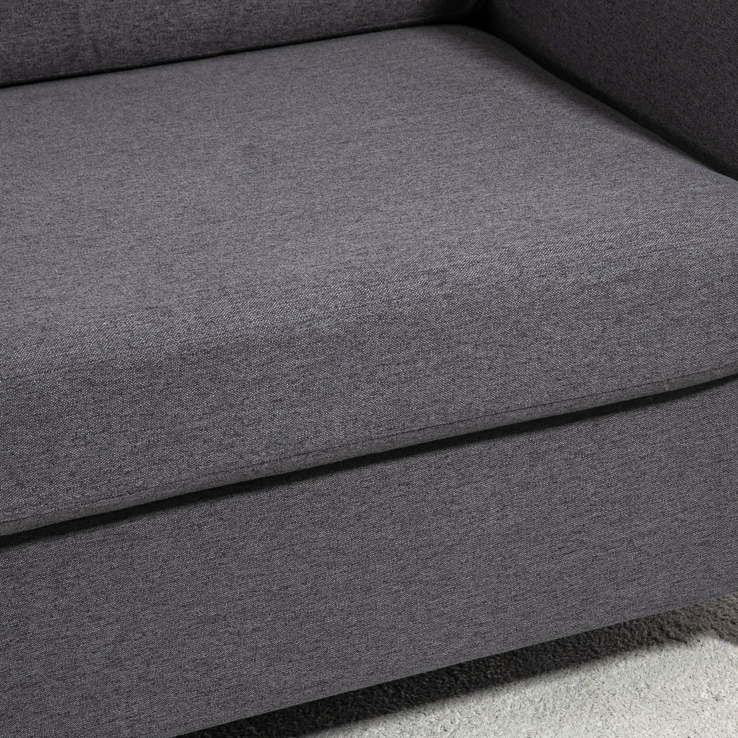 Sono Dark Grey Compact 2 Seater Sofa With Wooden Legs And Armrests