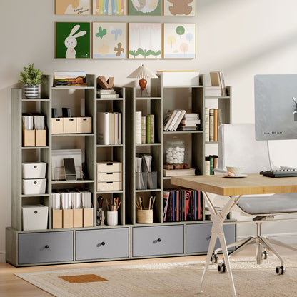 Rive Keba Wooden Graphite Wood Effect 12 Compartment Storage Unit With Drawers