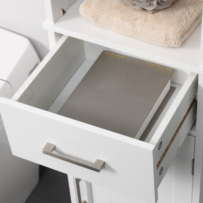 Maraneri Bathroom Furniture Set With Tall Cabinet Floor Storage Drawers And Pedestal Sink Unit White
