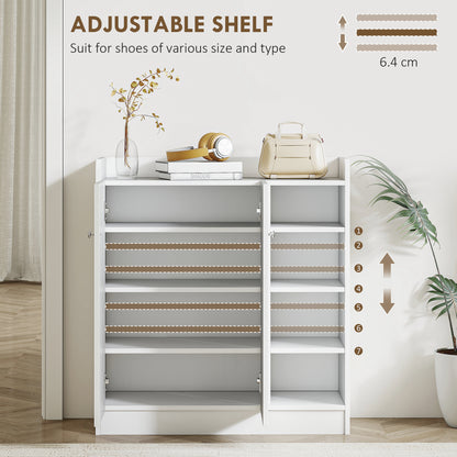 Rala Wooden White Shoe Cupboard With 2 Doors 9 Shelves