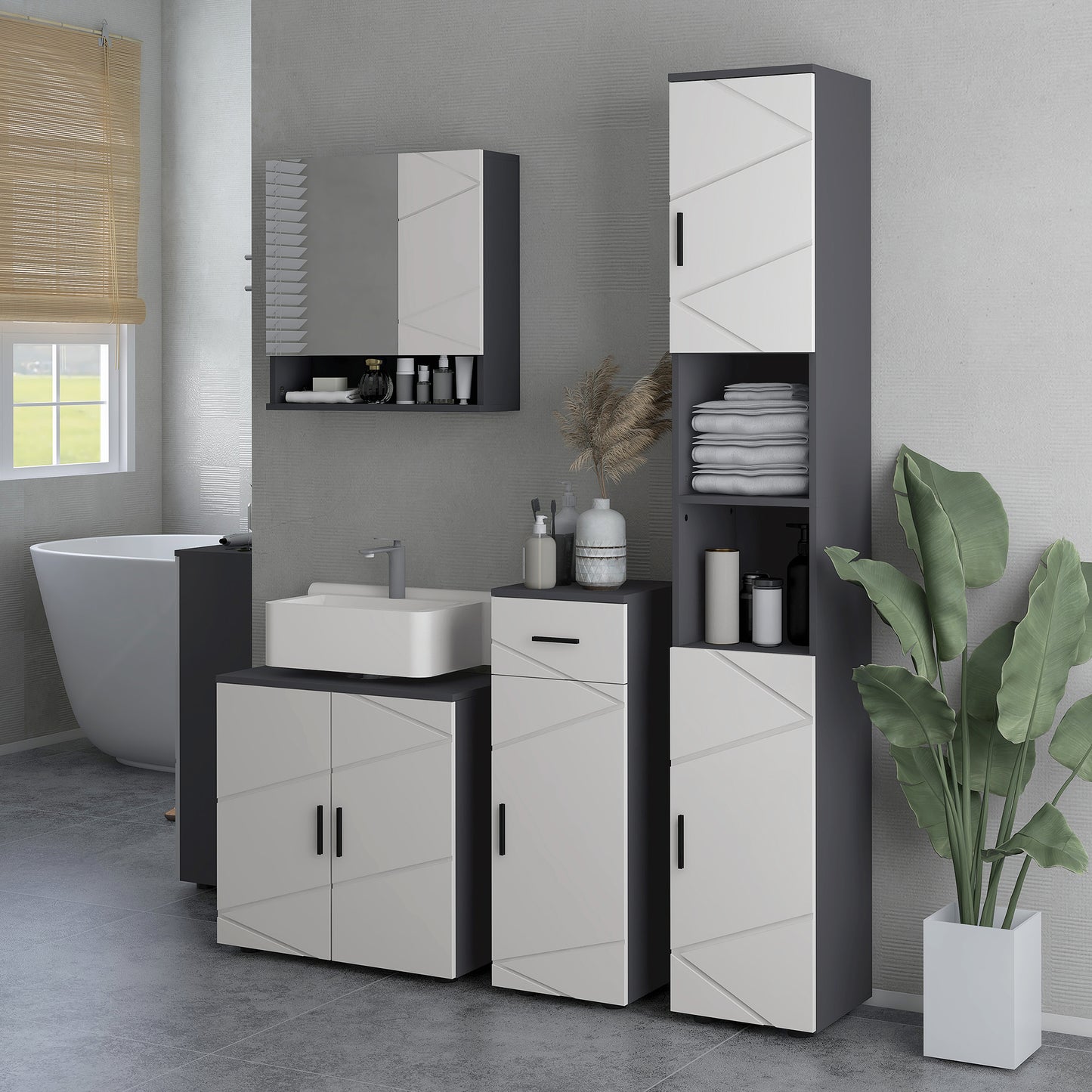 Vipa Luve Light Grey Under Sink Vanity Cabinet With Double Doors Adjustable Shelving And U Cut Out