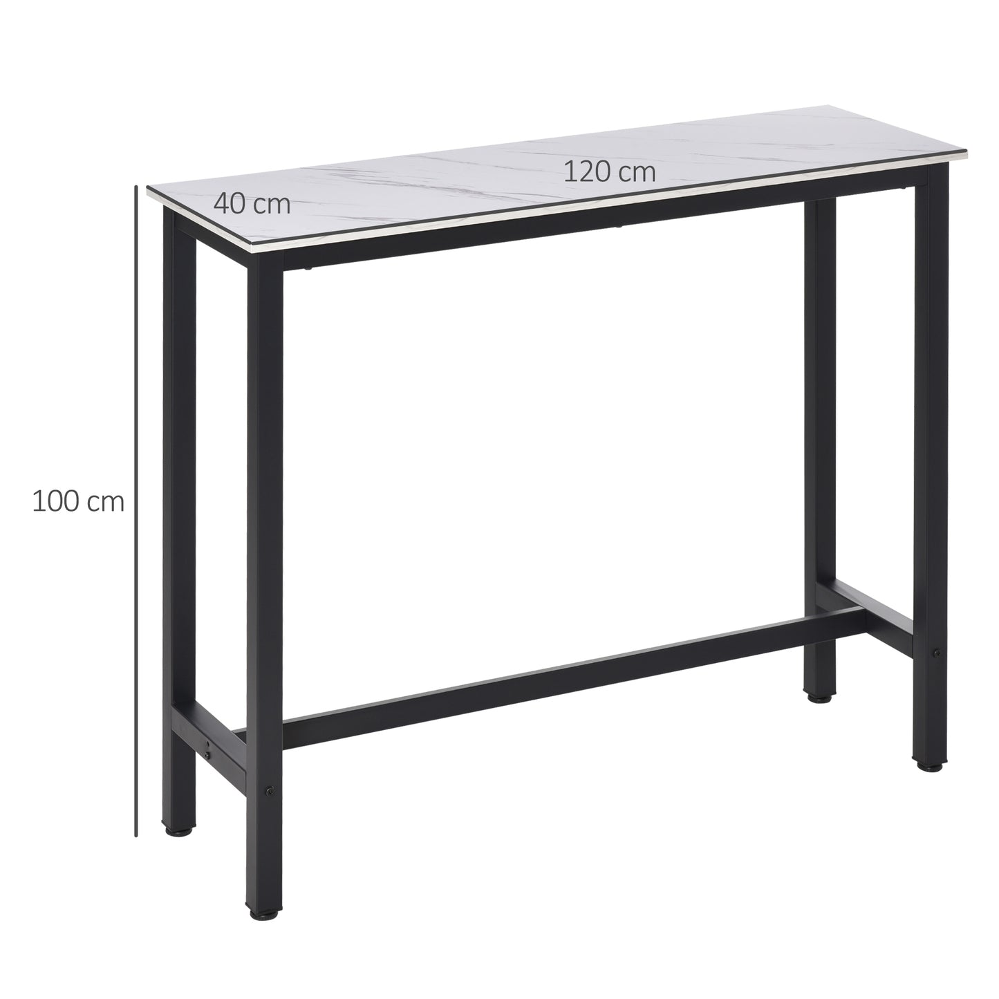 Nanotti Wooden White And Black Industrial Rectangular Bar Table For Small Spaces
