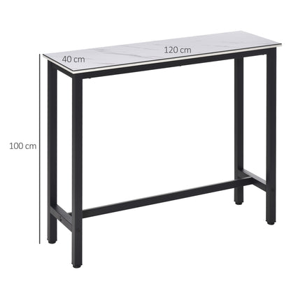 Nanotti Wooden White And Black Industrial Rectangular Bar Table For Small Spaces