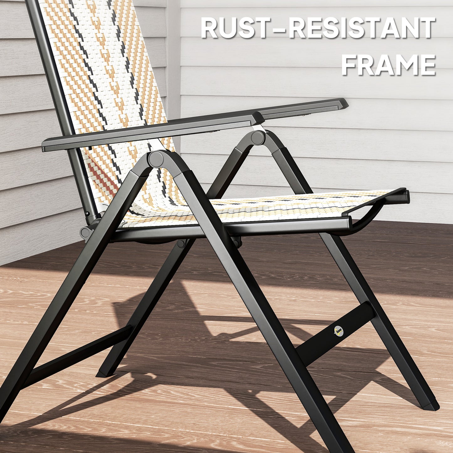 Linori Rattan Orange Reclining Outdoor Garden Chairs With Adjustable Backrest