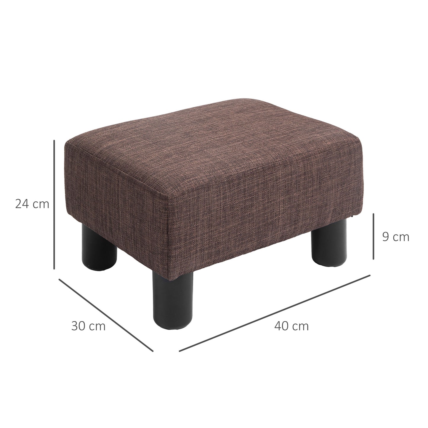 Fata Linen Brown Cube Footstool With 4 Plastic Feet