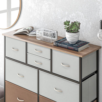 Sare Metal And Fabric Multicolour 10 Drawer Storage Dresser With Foldable Drawers And Steel Frame