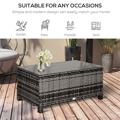 Lolifi Grey Rattan Outdoor Coffee Table With Glass Top