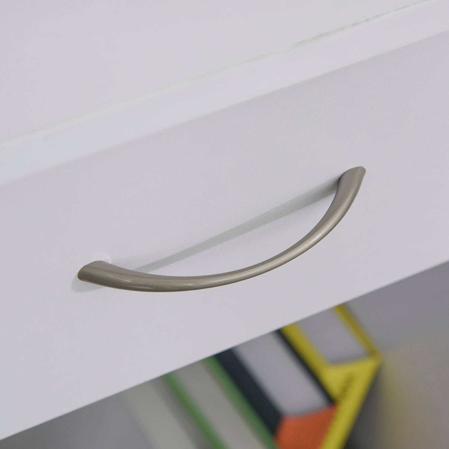 Bavise 120cm Wooden White L Shaped Corner Desk With Keyboard Tray Drawers