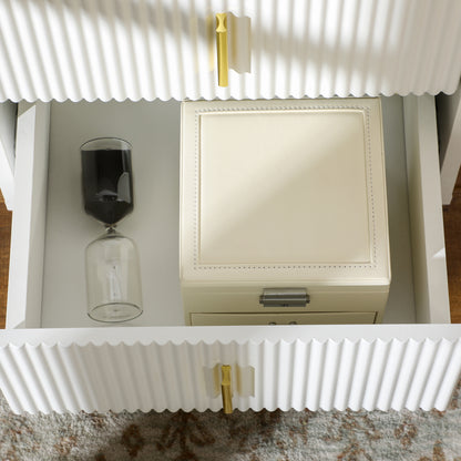 Nehana Set Of 2 Wooden White And Gold Tone 2 Drawer Bedside Chests