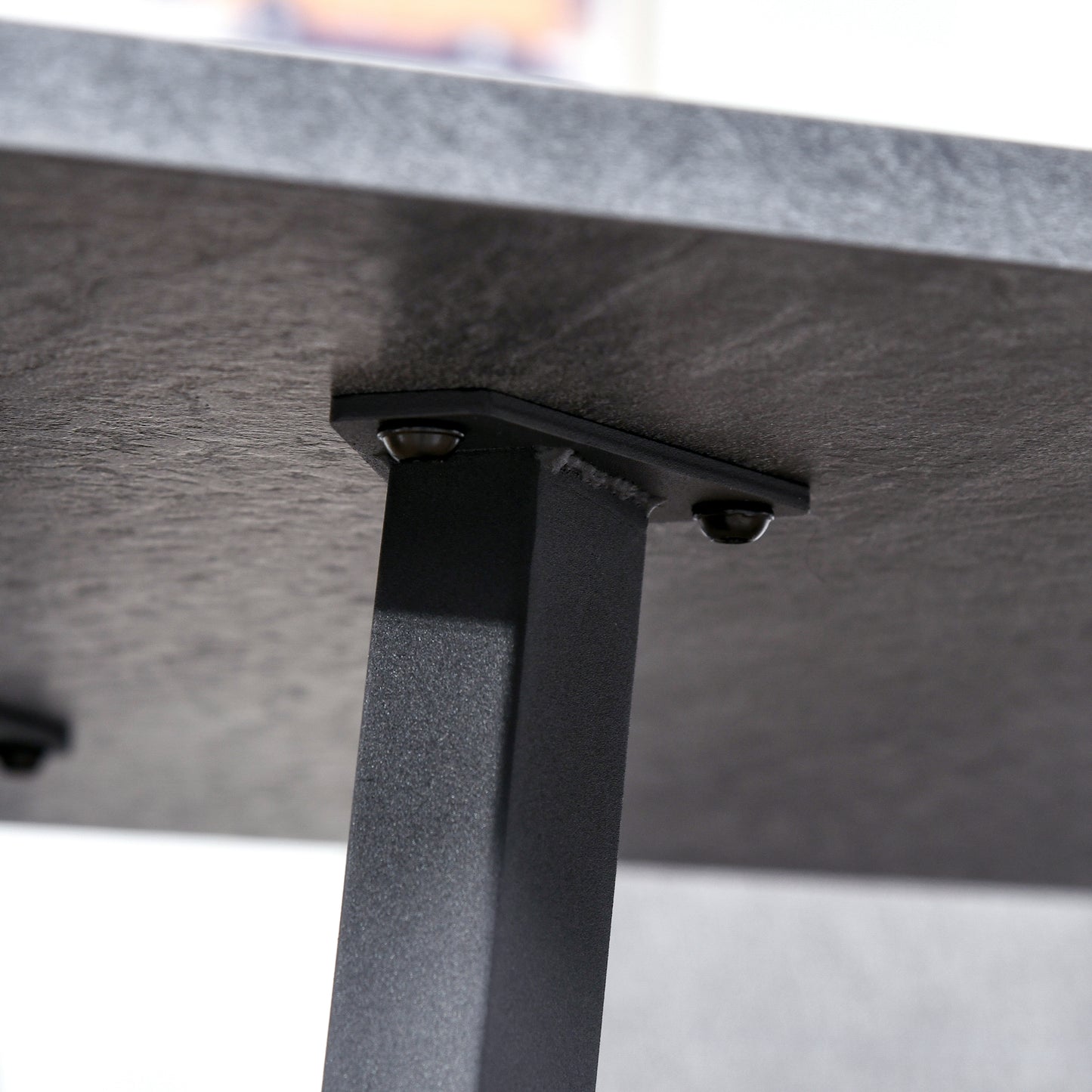 Roreso 120cm Metal And Wooden Dark Grey Rectangular Dining Table With Steel Legs