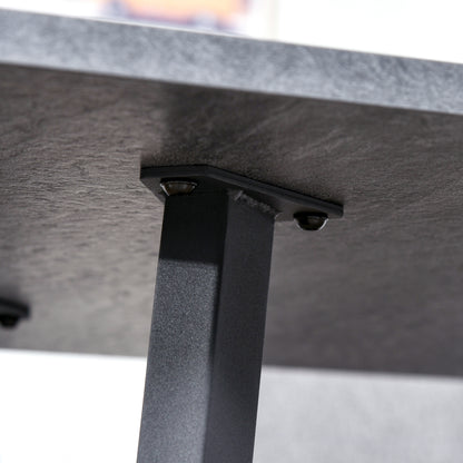 Roreso 120cm Metal And Wooden Dark Grey Rectangular Dining Table With Steel Legs