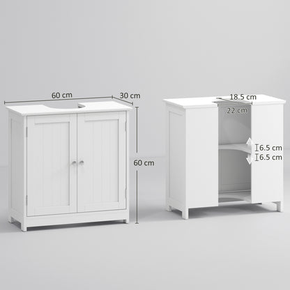 Fabka White Under Sink Vanity Cupboard With Double Doors And Adjustable Shelving For Fauxdestal Or OFauxn Basin