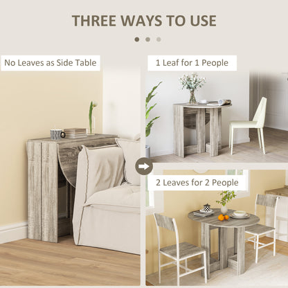 Tase Wooden Grey Folding Drop Leaf Dining Table For Compact Spaces