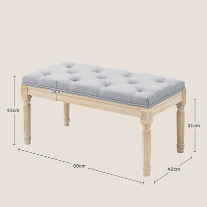 Vero Vintage Style Natural and Light Grey Wooden Bed End Bench