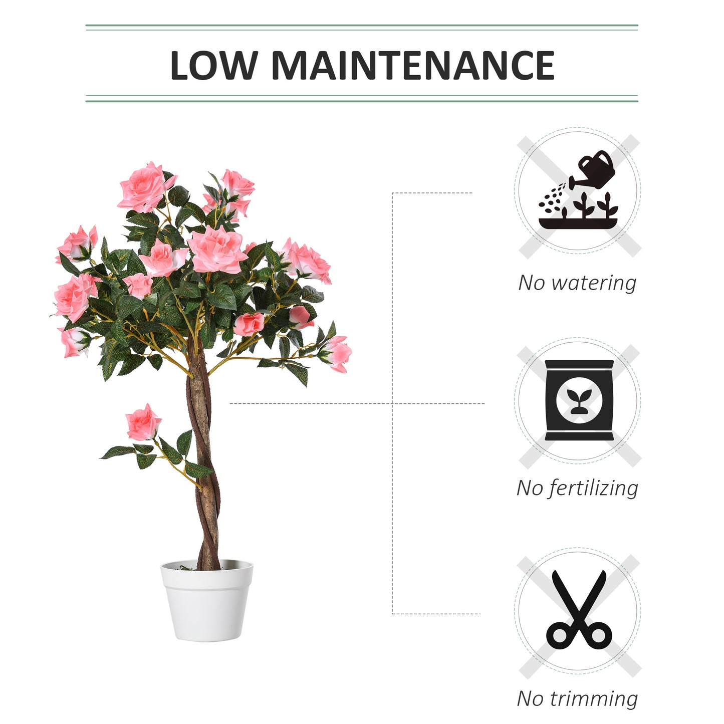 Lizi Dimo Set Of 2 Artificial Pink Rose Floral Plants In Pots H8 90cm