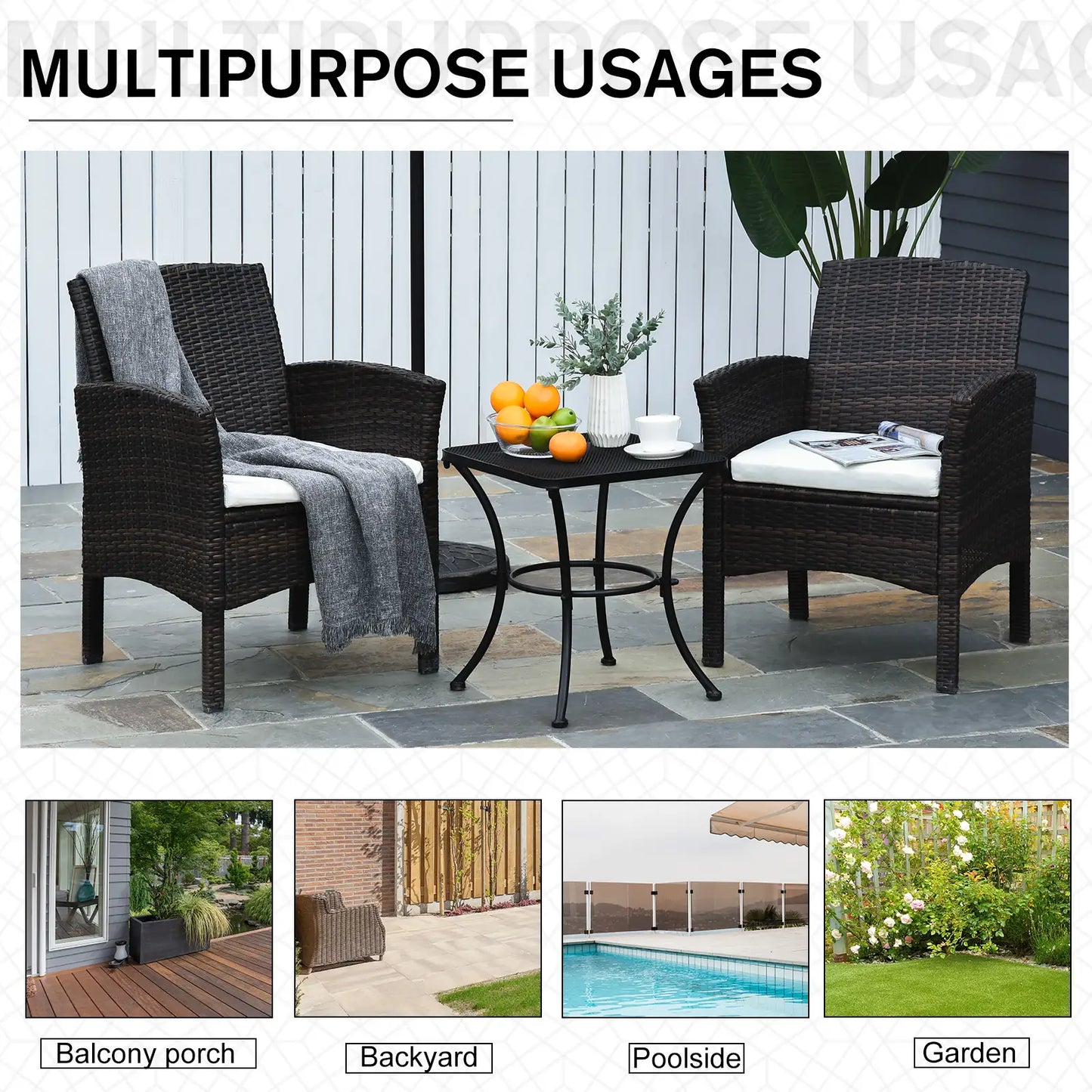 Aritte Metal Black Square Outdoor Bistro Table 45 x 45 x 50cm