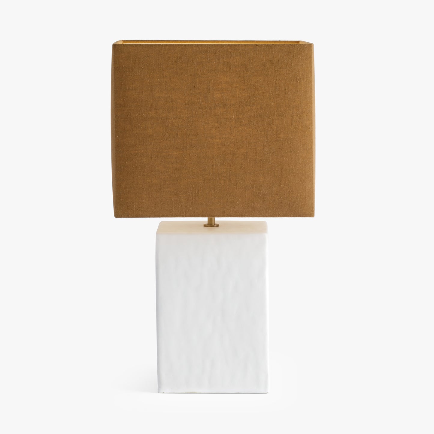 Long Island Small Rectangular White Bamboo Table Lamp with Ochre Shade