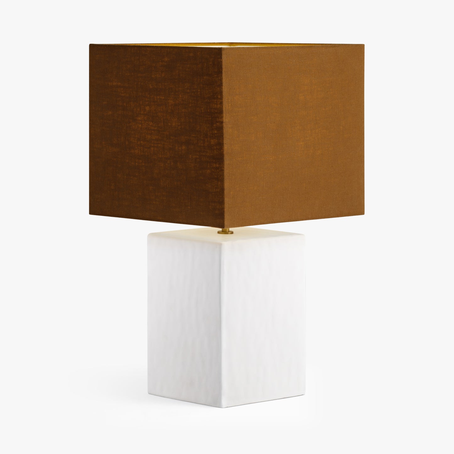 Long Island Small Rectangular White Bamboo Table Lamp with Ochre Shade