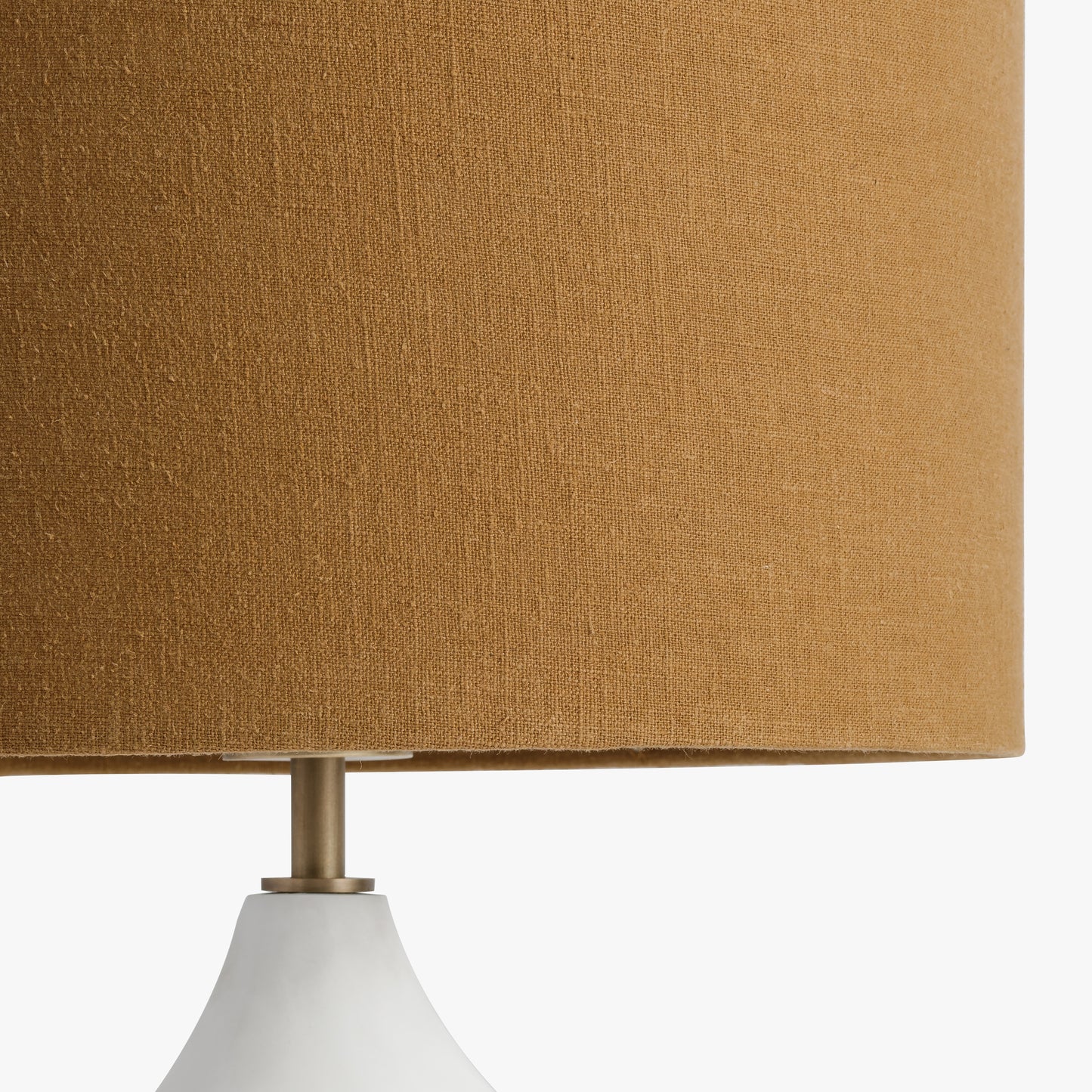 Long Island Small Round White Bamboo Table Lamp with Ochre Shade