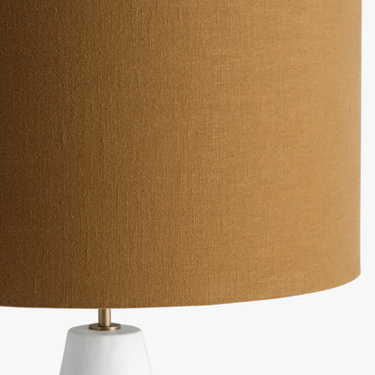 Long Island Large Round White Bamboo Table Lamp with Ochre Shade