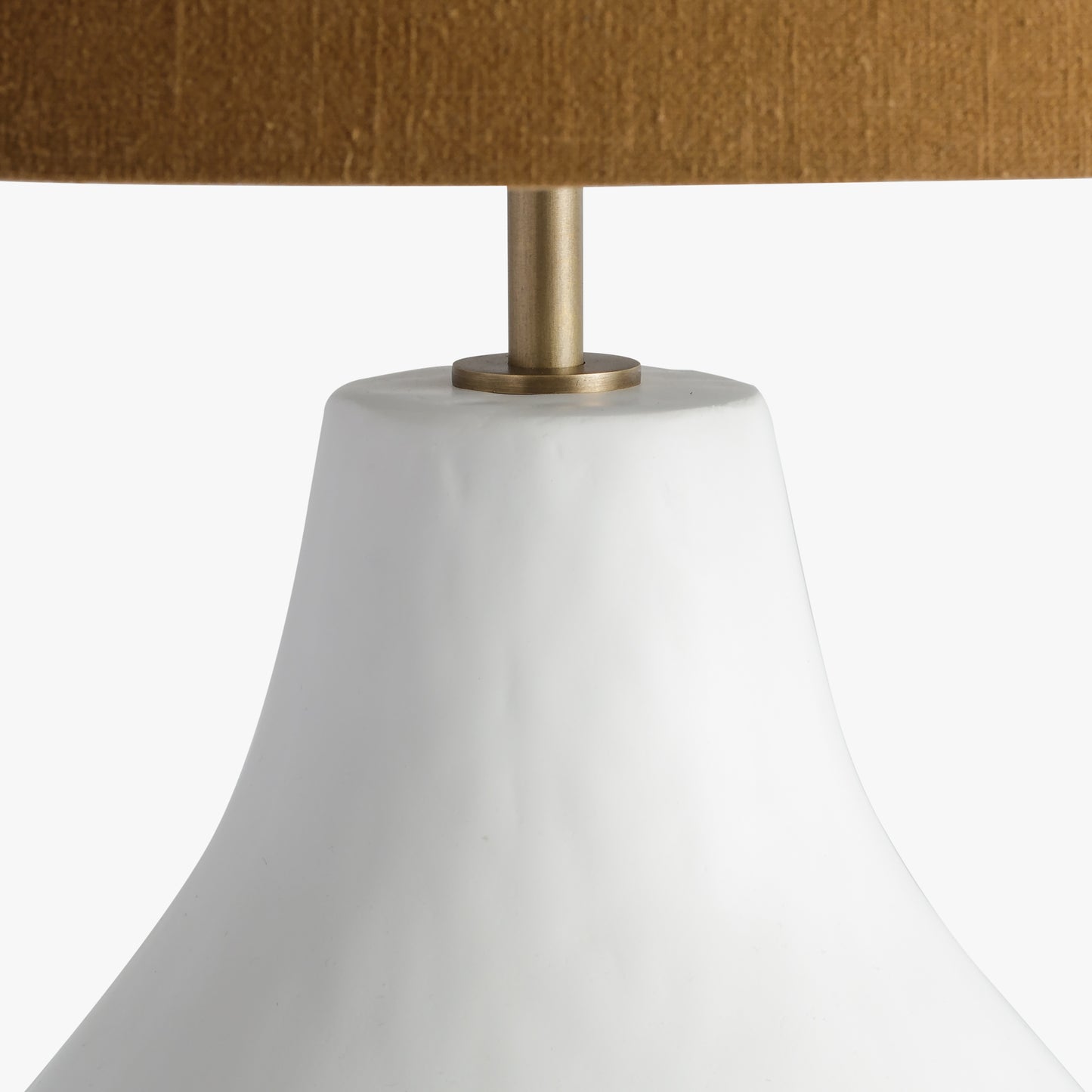 Long Island Large Round White Bamboo Table Lamp with Ochre Shade