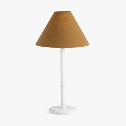 Long Island White Bamboo Table Lamp with Ochre Shade