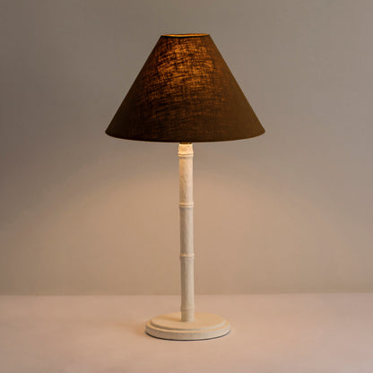 Long Island White Bamboo Table Lamp with Ochre Shade