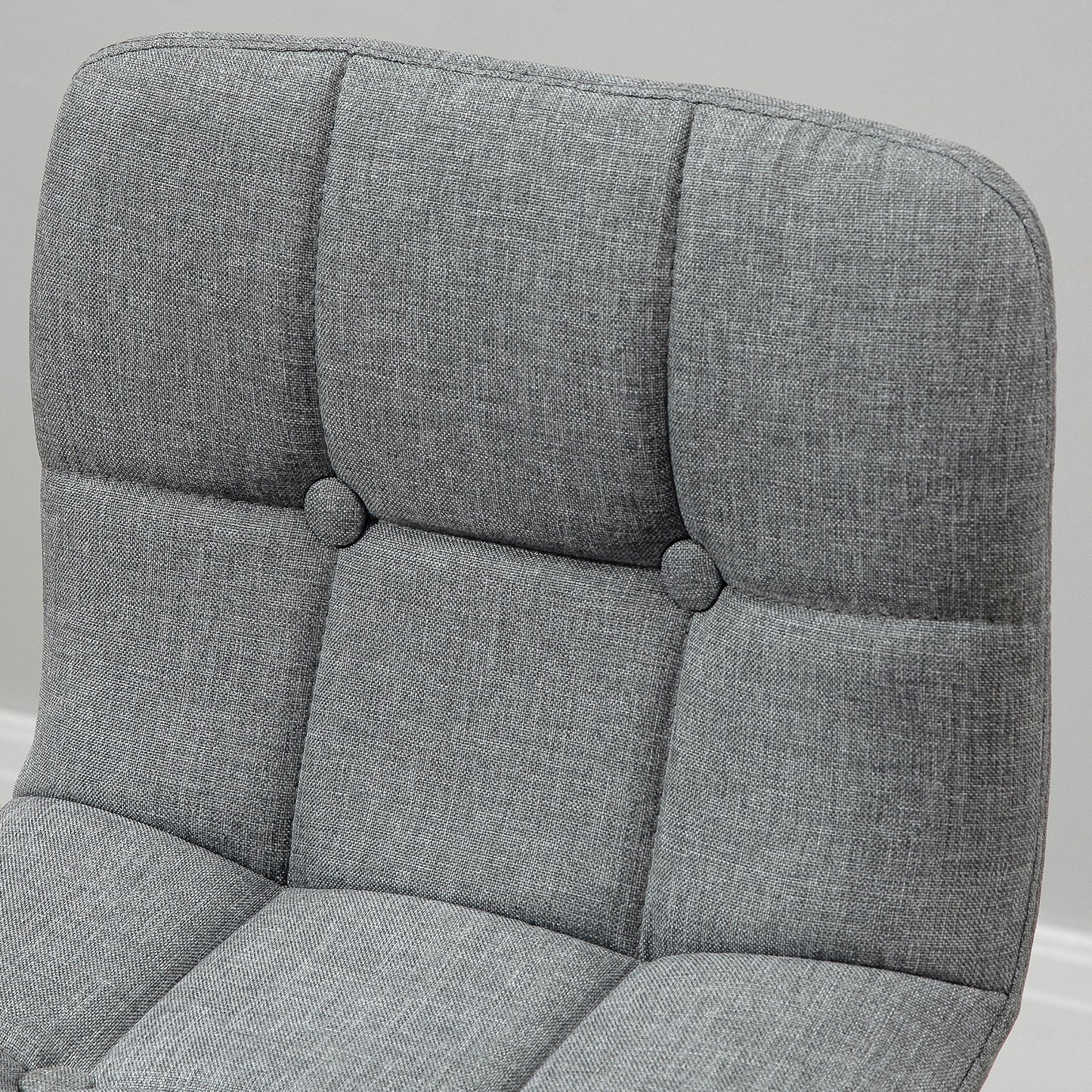 Surmi Set Of 2 Fabric Grey Button Tufted Counter H8 Bar Chairs With Wood Legs