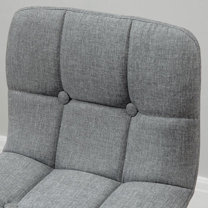 Surmi Set Of 2 Fabric Grey Button Tufted Counter H8 Bar Chairs With Wood Legs