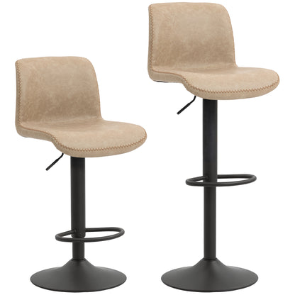 Salile Set Of 2 Light Brown Faux Leather Breakfast Bar Chairs With Backrest