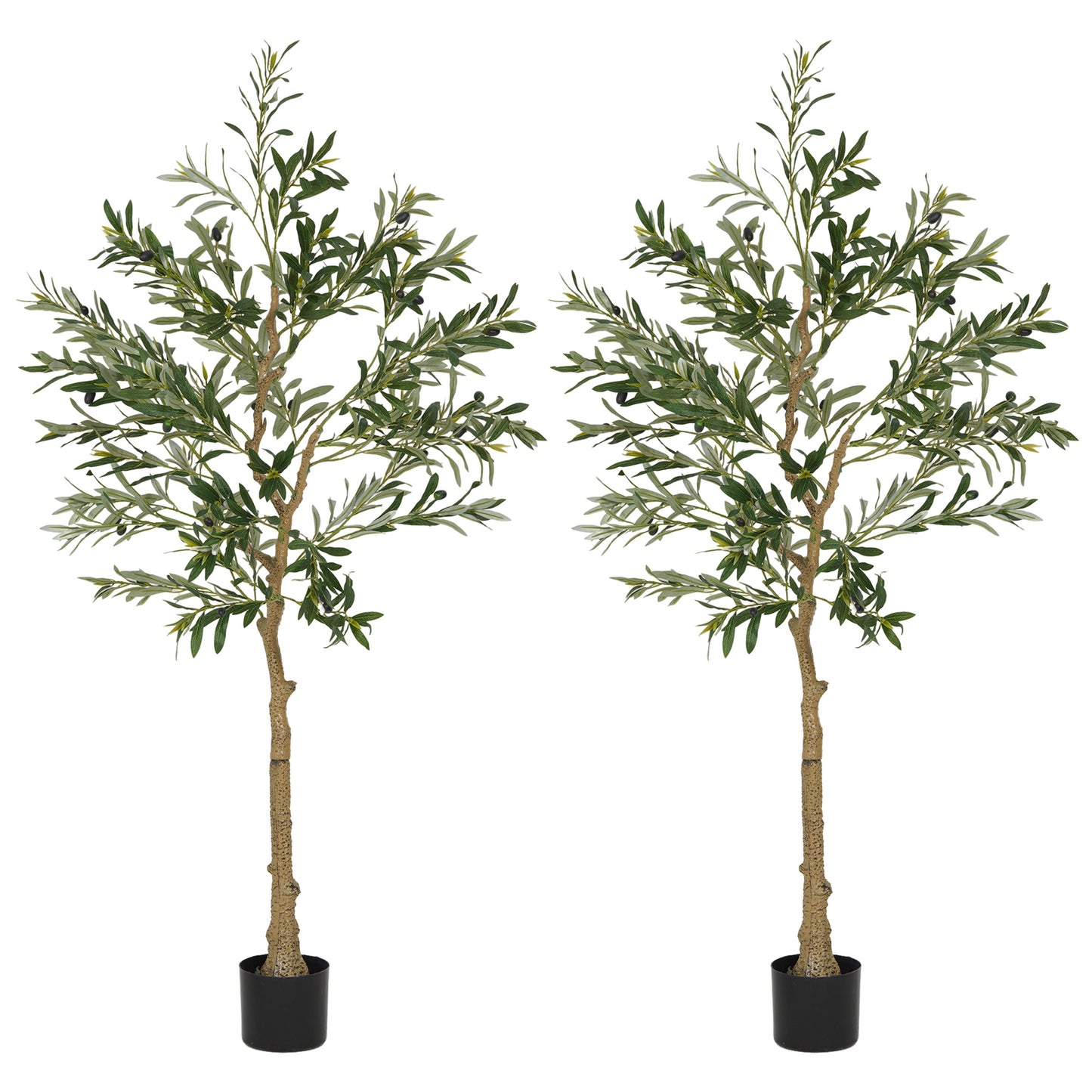 Selena Vavi Set Of 2 Artificial Olive Style Trees With Silk Leaf Finish