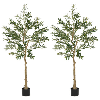 Selena Vavi Set Of 2 Artificial Olive Style Trees With Silk Leaf Finish
