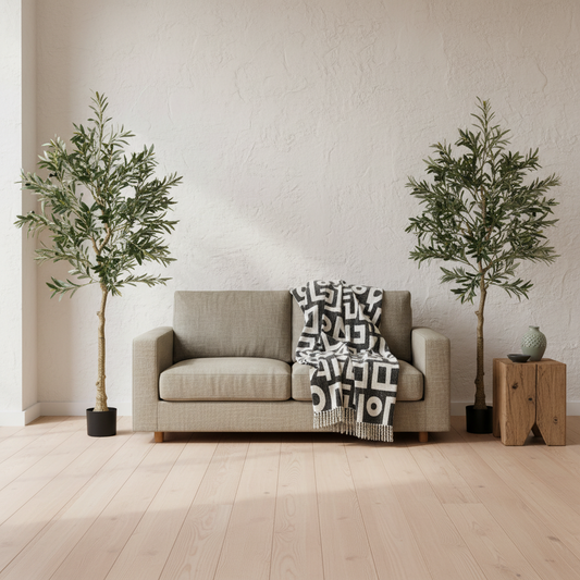 Selena Vavi Set Of 2 Artificial Olive Style Trees With Silk Leaf Finish