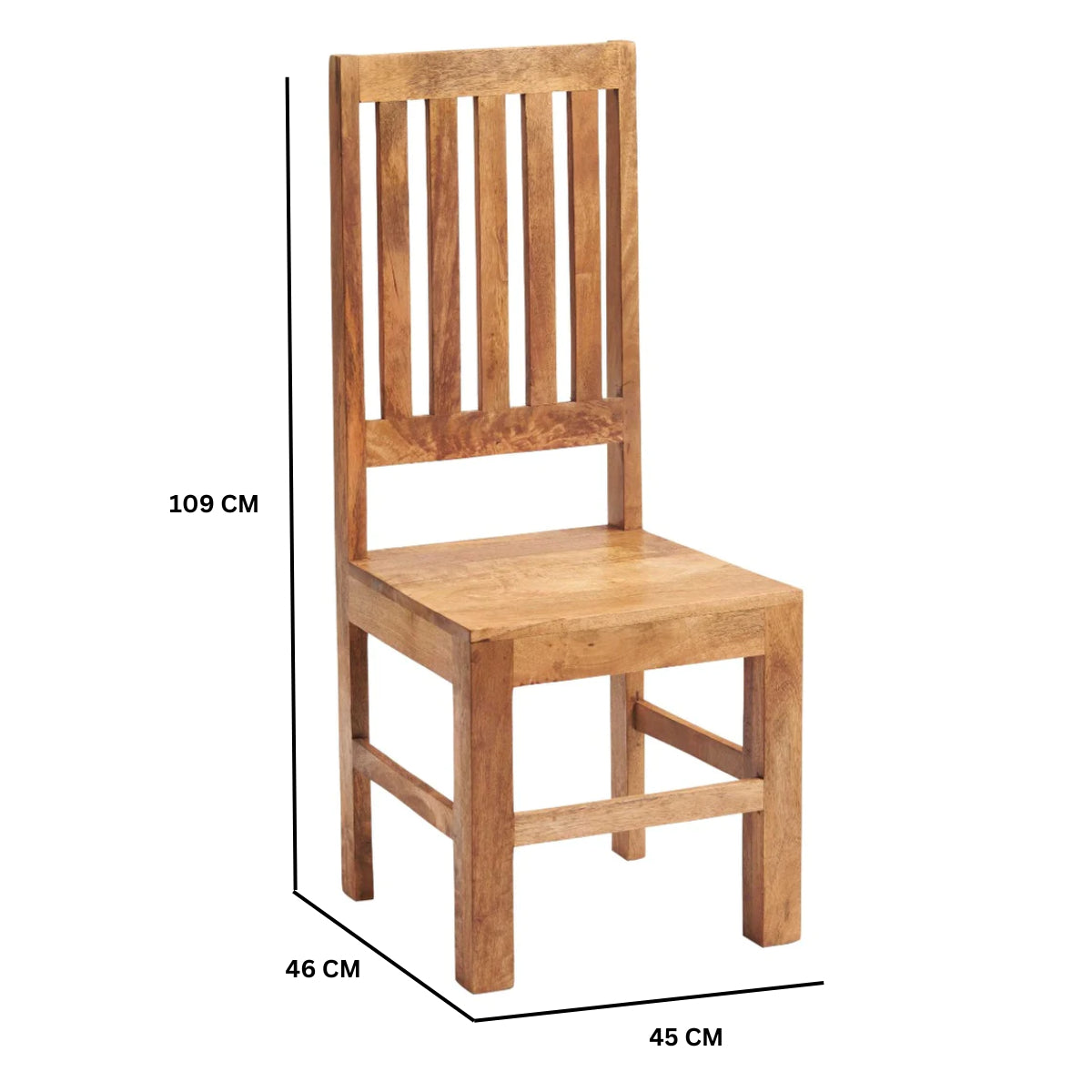 Set of 2 Manila Light Mango Wood Slat Back Chairs